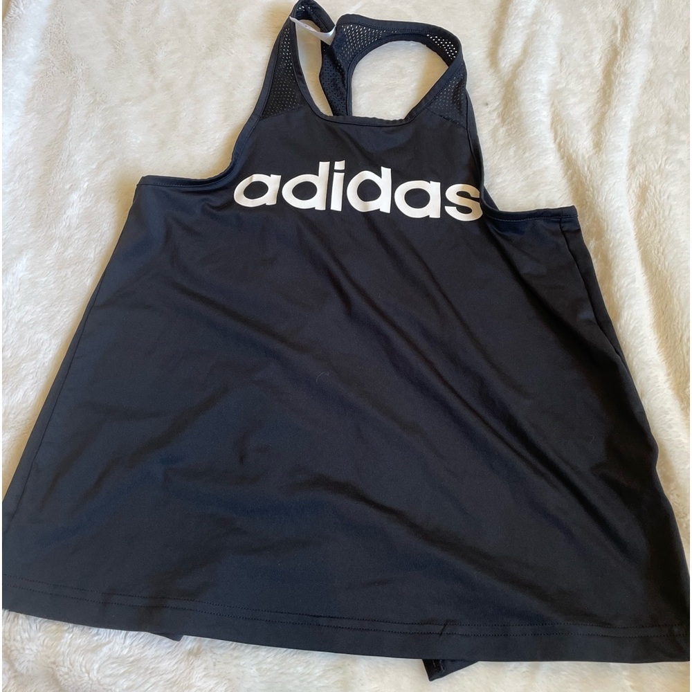 Adidas black workout shirt with open back